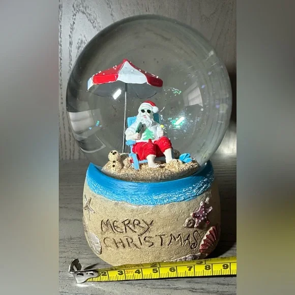 Beautiful Holiday Snow Globe with Santa in Red Shorts - Picture 3 of 12